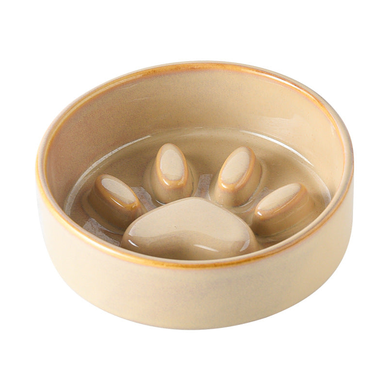 Japanese Style Kiln Change Ceramic Pet Cat Bowl Dog Bowl Medium Size Dog Puppy Slow Food Bowl Anti-choking Slow Food Bowl Anti-knock