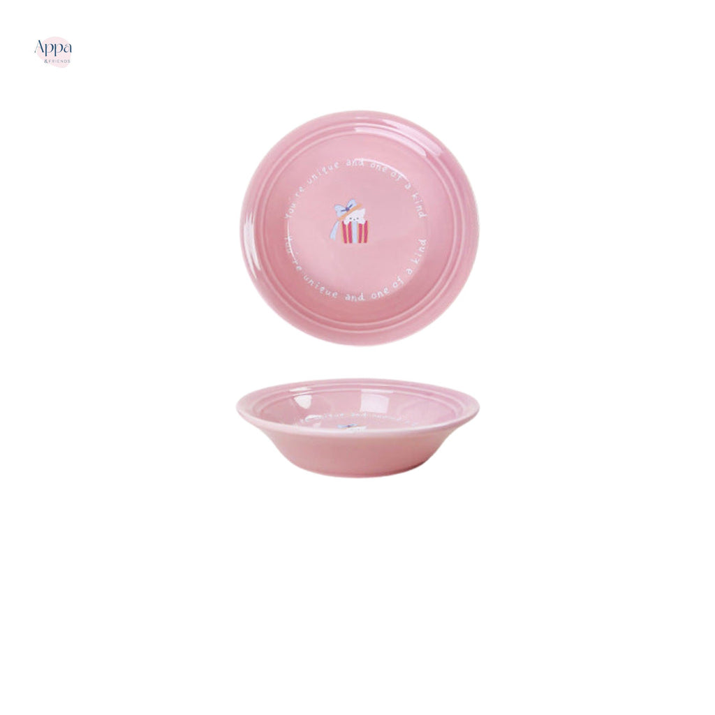 Creative Color Pre-meal Plate with Square Bowl Rack Cute Ceramic Bowl Cat Water Bowl Dog Bowl Neck Protection Leak-proof Bowl