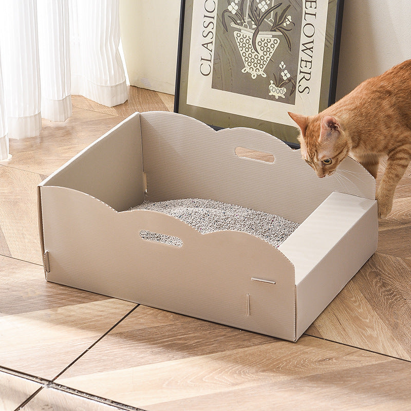 Creative Hand Fold Cat Litter Box Large Open Semi-closed Cat Toilet Anti-splash Cat Litter Box Cat Litter Box