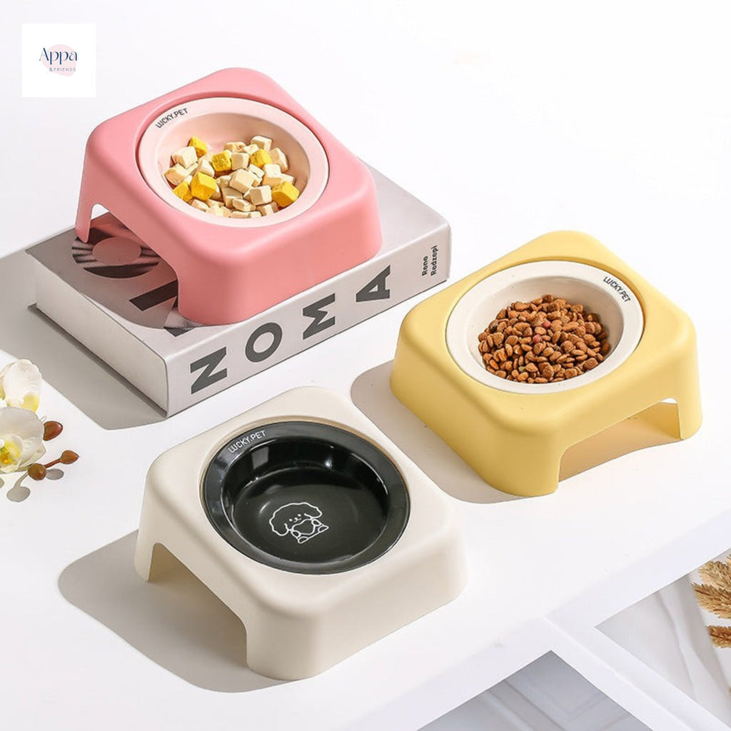 Creative Cartoon Flying Saucer Bowl with Bowl Rack Household Ceramic Pet Bowl Cat Food Bowl Dog Bowl High Beauty Value Cat and Dog Food Basin