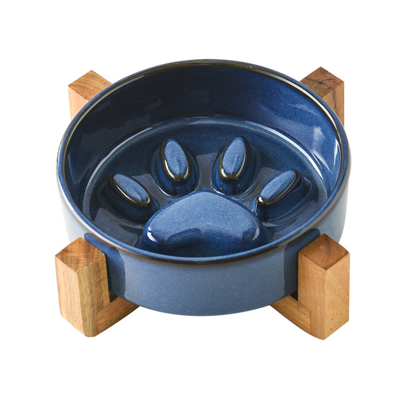 Japanese Style Kiln Change Ceramic Pet Cat Bowl Dog Bowl Medium Size Dog Puppy Slow Food Bowl Anti-choking Slow Food Bowl Anti-knock