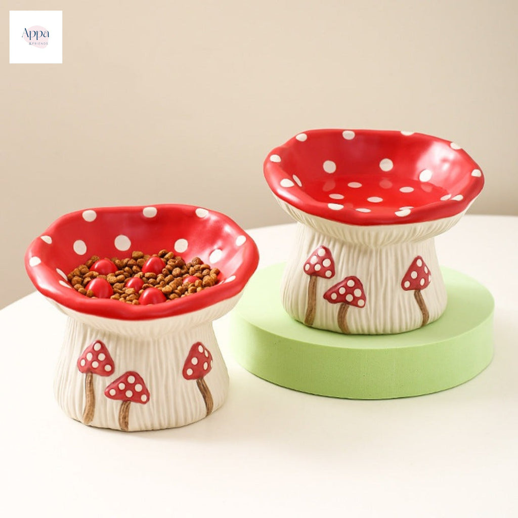 Creative Mushroom-shaped Tall Pet Bowl Cappy Cat Bowl Dog Bowl Household Cat and Dog Food Basin Drinking Bowl Cat Rice Bowl