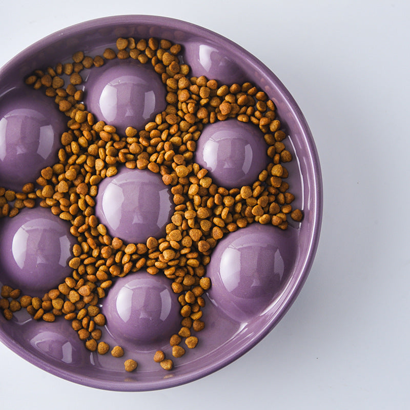 Ball-shaped Slow-eating Bowl for Dogs Ceramic Slow-eating Bowl for Anti-choking Slow-eating Cat Bowl for Dogs Anti-overturning Protection for Cervical Vertebra Pet