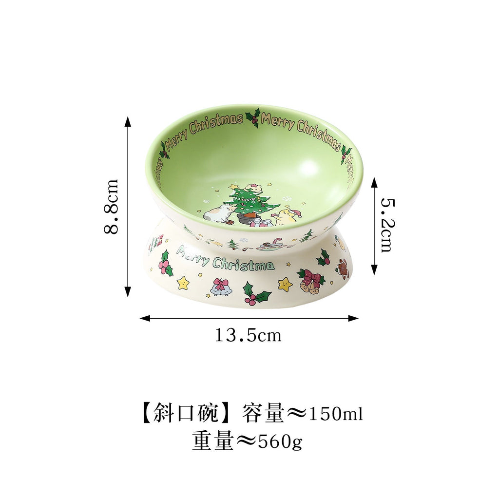 Creative Christmas Series Pet Bowl Household Cat Bowl Dog Bowl Cat Drinking Bowl Ceramic Dog Basin High-value Food Basin