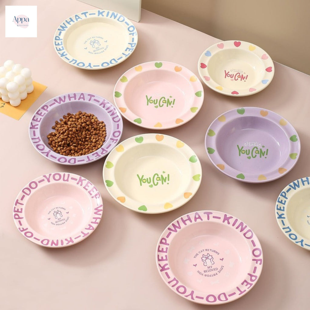 Creative Cartoon Edge Protection UFO Plate Household Ceramic Pet Bowl Cat Bowl Dog Bowl Pet Supplies Food Basin Cat Rice Bowl