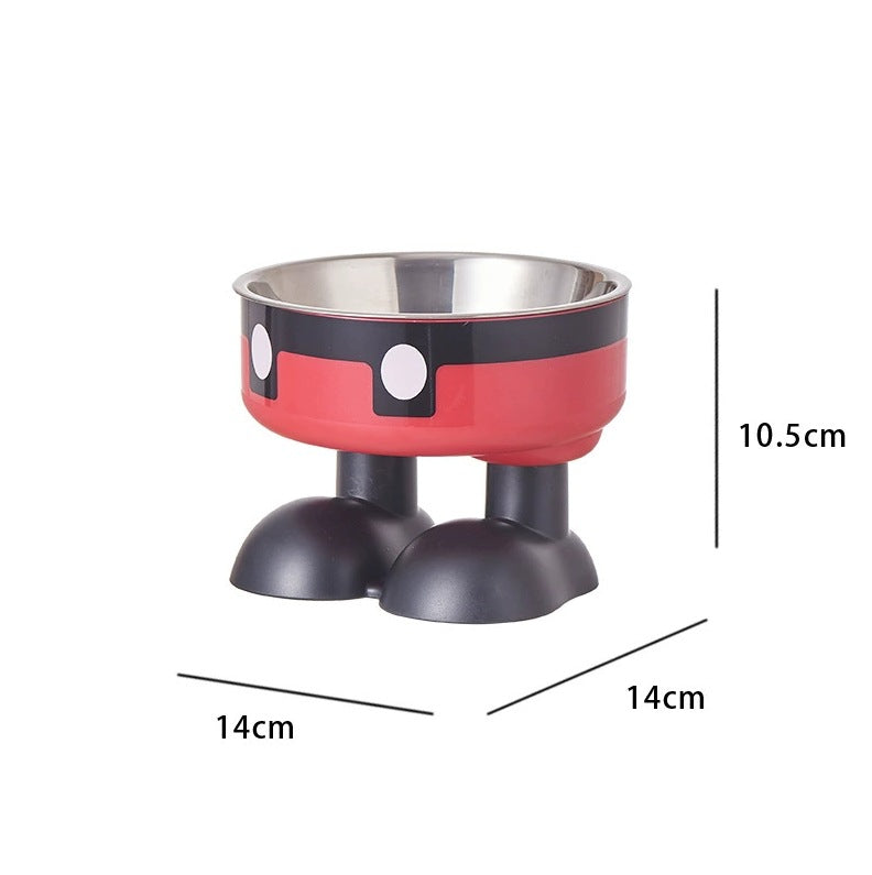 Pet Stainless Steel Bowl High Foot Cat Bowl Cartoon Neck Protection Anti-knock Pet Eatware Dog Cat Water Bowl Free Shipping
