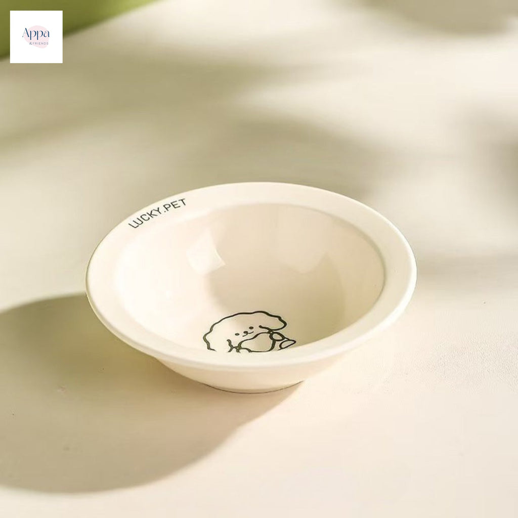 Creative Cartoon Flying Saucer Bowl with Bowl Rack Household Ceramic Pet Bowl Cat Food Bowl Dog Bowl High Beauty Value Cat and Dog Food Basin