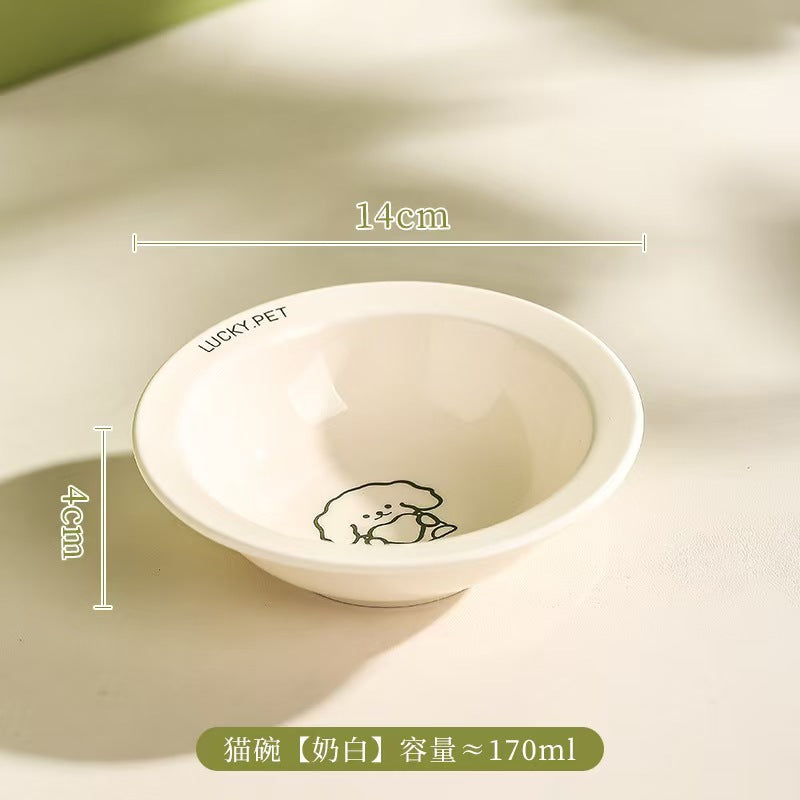 Cartoon pet bowl creative flying saucer bowl with bowl rack anti-overturning cat bowl cat and dog food bowl cat food bowl dog basin cervical spine protection