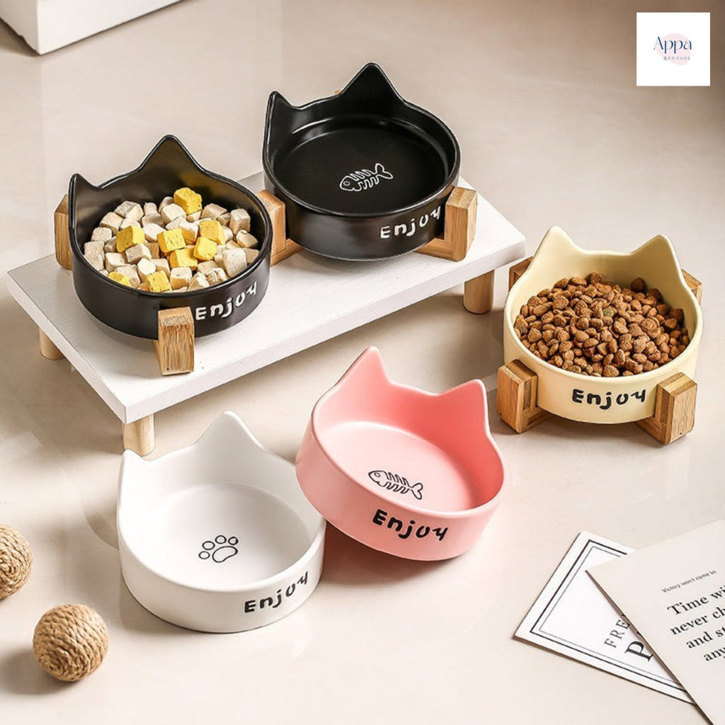 Cat Bowl Black Ceramic Dog Bowl Black Bowl Cat Food Bowl Dog Drink Cat Food Bowl Pet Water Bowl Anti-knock