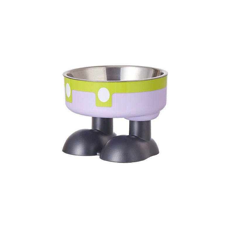 Pet Stainless Steel Bowl High Foot Cat Bowl Cartoon Neck Protection Anti-knock Pet Eatware Dog Cat Water Bowl Free Shipping