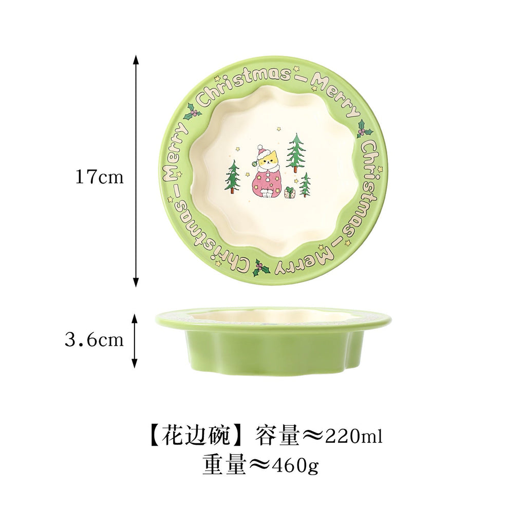 Creative Christmas Series Pet Bowl Household Cat Bowl Dog Bowl Cat Drinking Bowl Ceramic Dog Basin High-value Food Basin