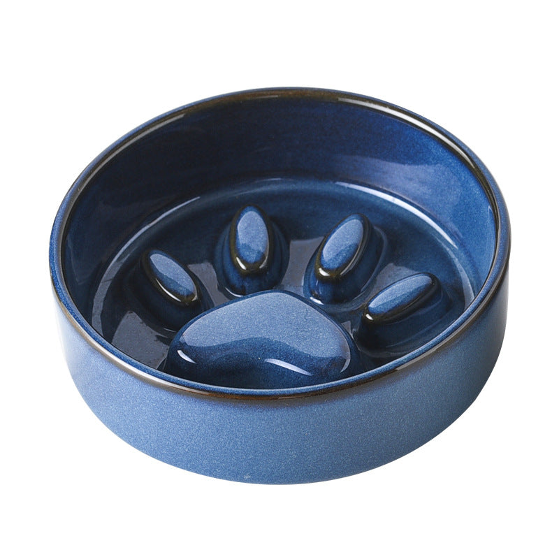 Japanese Style Kiln Change Ceramic Pet Cat Bowl Dog Bowl Medium Size Dog Puppy Slow Food Bowl Anti-choking Slow Food Bowl Anti-knock