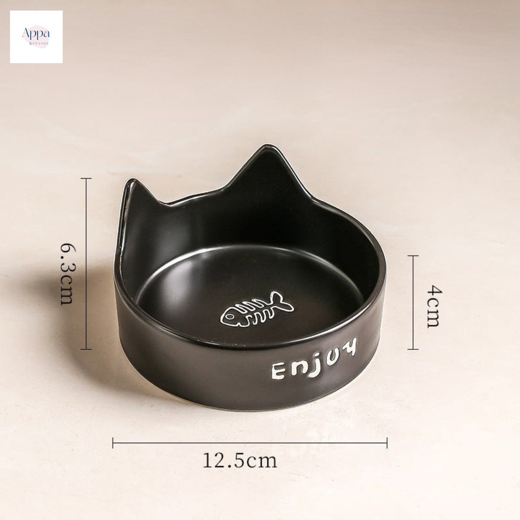 Cat Bowl Black Ceramic Dog Bowl Black Bowl Cat Food Bowl Dog Drink Cat Food Bowl Pet Water Bowl Anti-knock