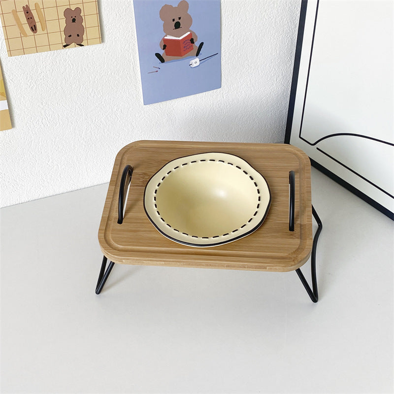 Ceramic cat bowl cat food bowl cat food bowl dog bowl dog bowl drinking bowl double bowl cervical protection Pet Bowl supplies