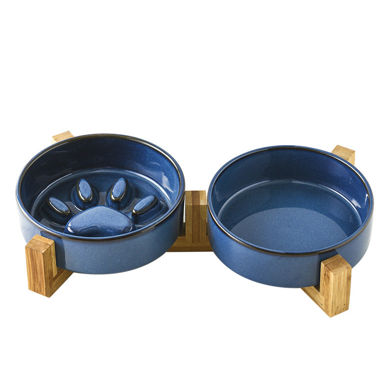Japanese Style Kiln Change Ceramic Pet Cat Bowl Dog Bowl Medium Size Dog Puppy Slow Food Bowl Anti-choking Slow Food Bowl Anti-knock