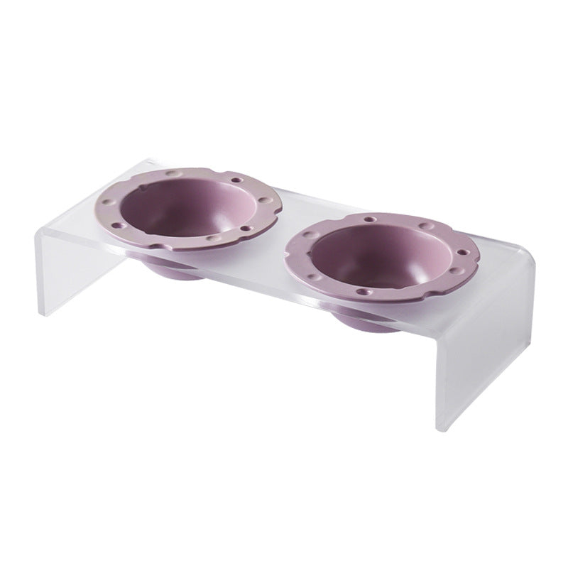 Acrylic cat bowl rack double Bowl cheese creative pet bowl ceramic dog bowl protective cervical spine cat food bowl small dog bowl