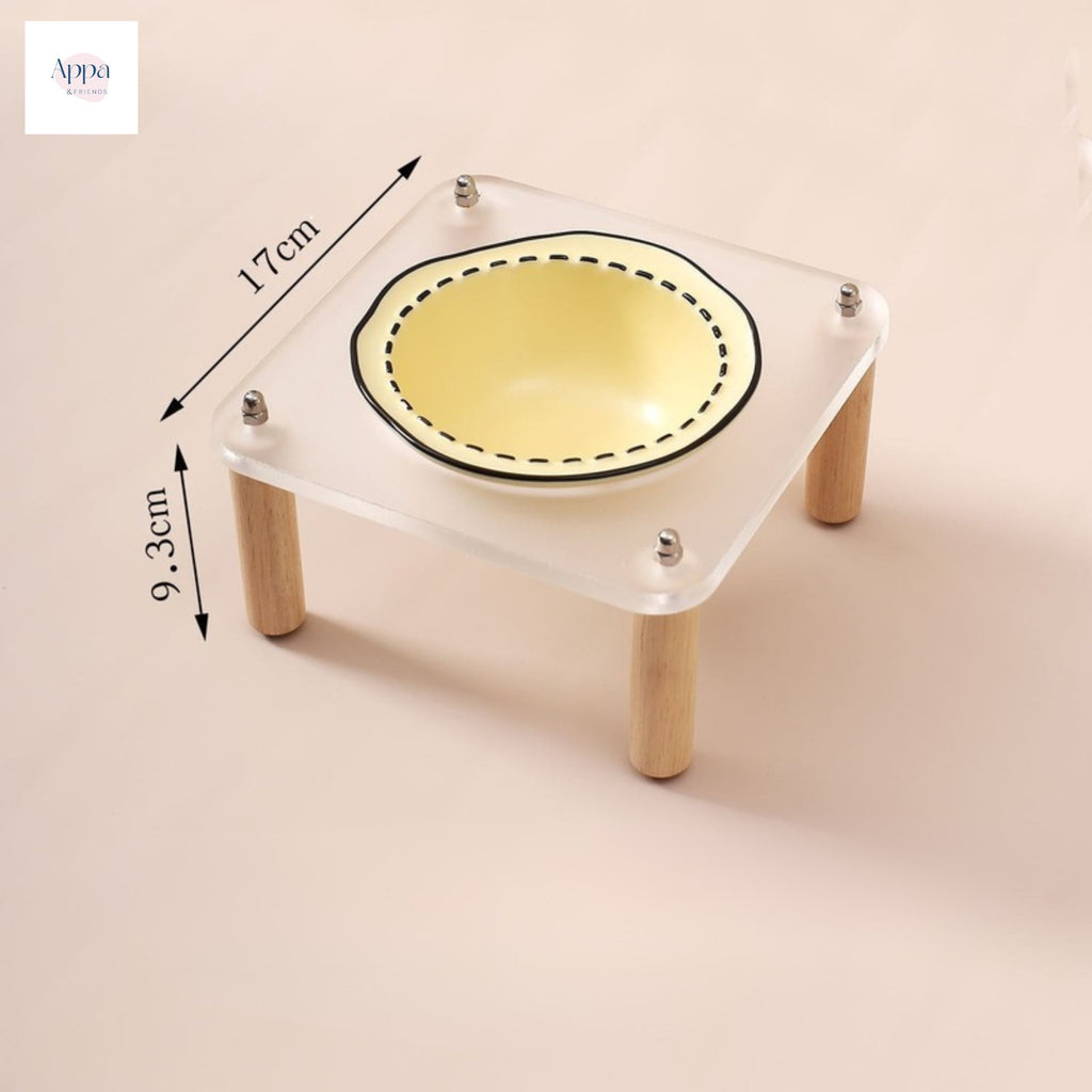 Creative Cartoon Pet Bowl with Square Bowl Rack Household Pet Rice Bowl Ceramic Bowl Tall Cat Bowl Dog Bowl Drinking Bowl