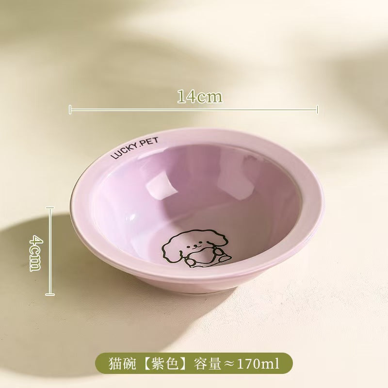Cartoon pet bowl creative flying saucer bowl with bowl rack anti-overturning cat bowl cat and dog food bowl cat food bowl dog basin cervical spine protection