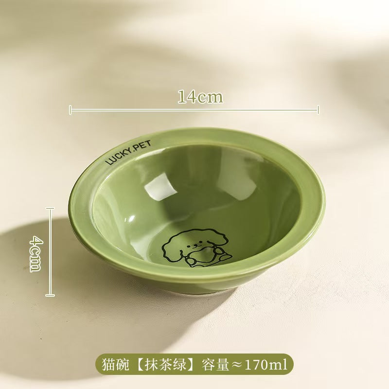 Cartoon pet bowl creative flying saucer bowl with bowl rack anti-overturning cat bowl cat and dog food bowl cat food bowl dog basin cervical spine protection