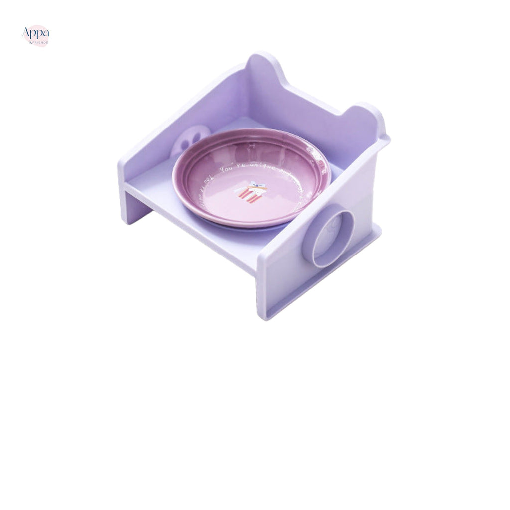 Creative Color Pre-meal Plate with Square Bowl Rack Cute Ceramic Bowl Cat Water Bowl Dog Bowl Neck Protection Leak-proof Bowl