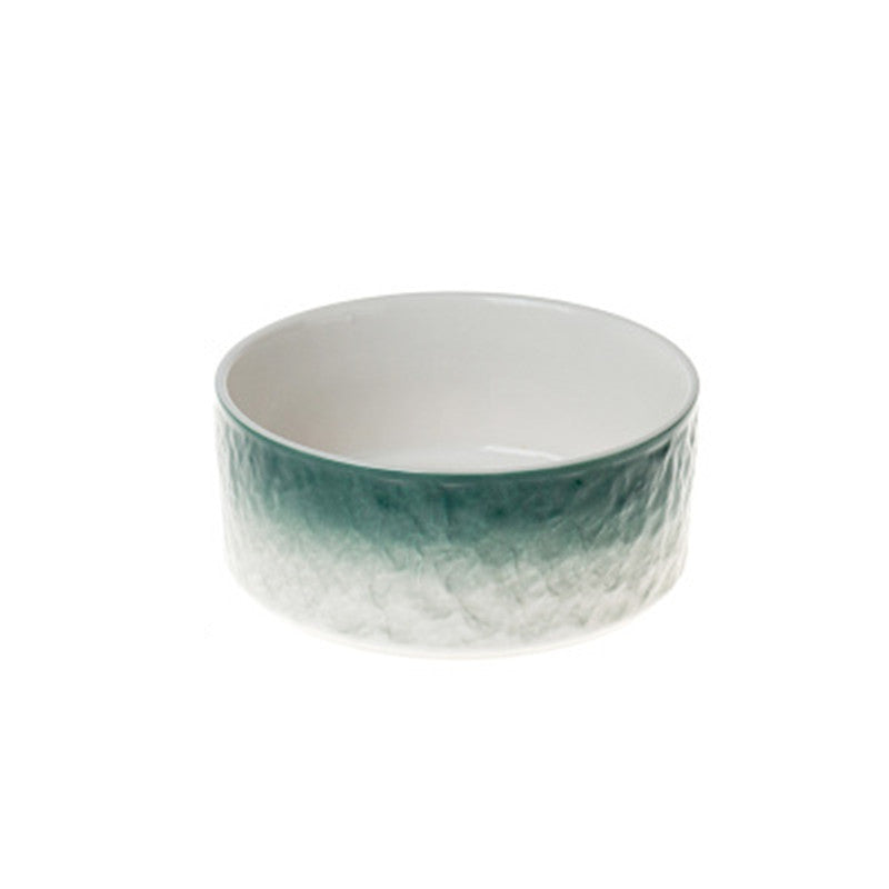 Stone pattern ceramic cat bowl double bowl dog bowl cat food bowl dog drinking cat food bowl pet food bowl integrated anti-knock