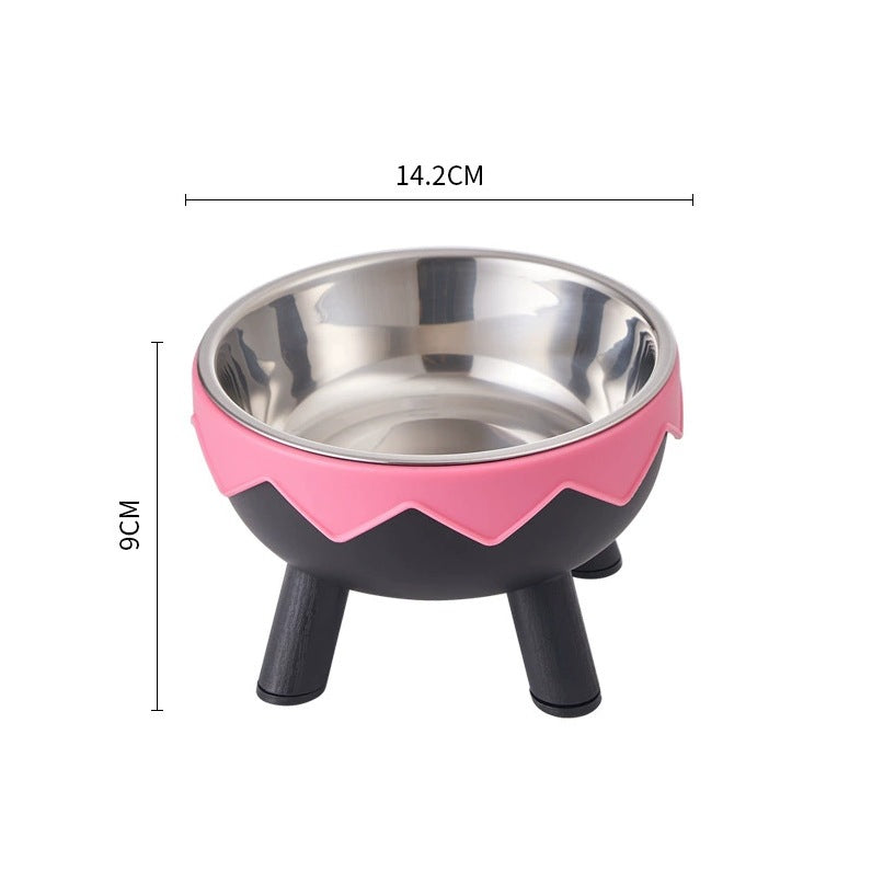Pet Stainless Steel Bowl High Foot Cat Bowl Cartoon Neck Protection Anti-knock Pet Eatware Dog Cat Water Bowl Free Shipping
