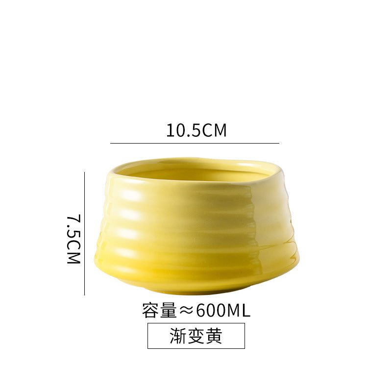 Cool Color Gradient Oblique Bowl Ceramic Cat Bowl High Foot Protection Cervical Spine Dog Cat Food Basin Pet Water Bowl Anti-knock