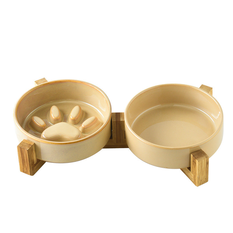 Japanese Style Kiln Change Ceramic Pet Cat Bowl Dog Bowl Medium Size Dog Puppy Slow Food Bowl Anti-choking Slow Food Bowl Anti-knock