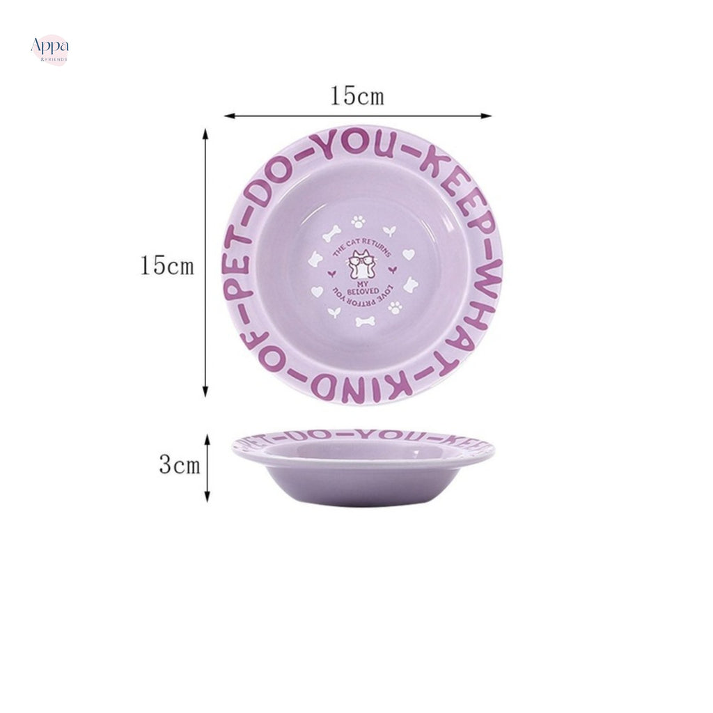Creative Cartoon Edge Protection UFO Plate Household Ceramic Pet Bowl Cat Bowl Dog Bowl Pet Supplies Food Basin Cat Rice Bowl
