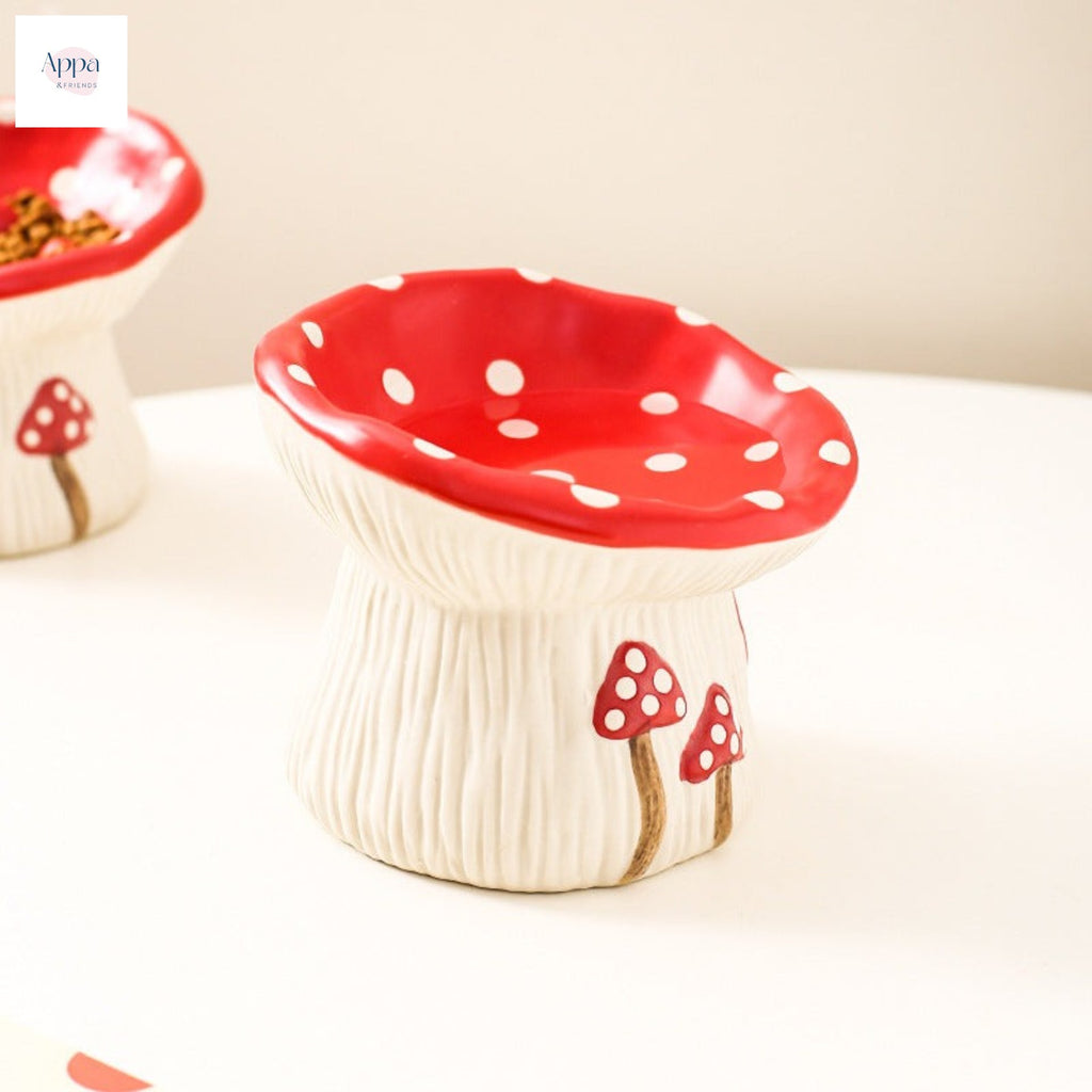 Creative Mushroom-shaped Tall Pet Bowl Cappy Cat Bowl Dog Bowl Household Cat and Dog Food Basin Drinking Bowl Cat Rice Bowl