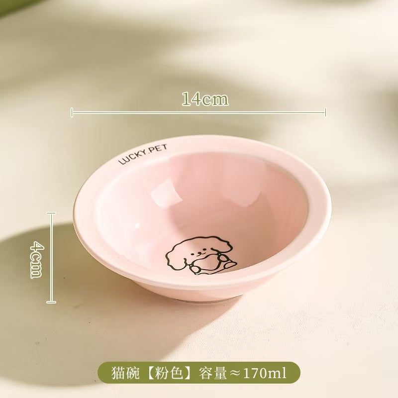 Cartoon pet bowl creative flying saucer bowl with bowl rack anti-overturning cat bowl cat and dog food bowl cat food bowl dog basin cervical spine protection