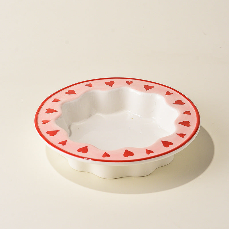 Creative Simple Round Laces Bowl Ceramic Pet Bowl Anti-knock Bowl Cat Food Bowl Cat Bowl Dog Bowl Pet Supplies Basin