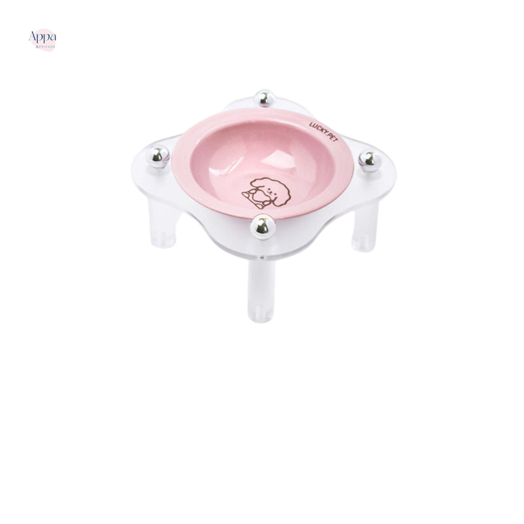 Cute cartoon flying saucer bowl with detachable acrylic rack anti-knock pet bowl cat bowl dog bowl cat drinking bowl