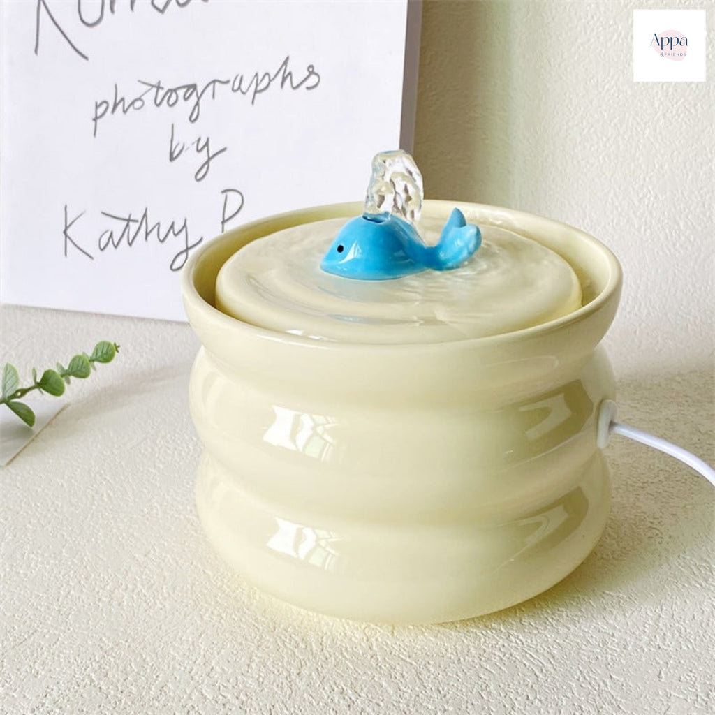 Milk fufu cat flow constant temperature water dispenser automatic circulation ceramic water dispenser does not wet mouth whale water feeding bowl